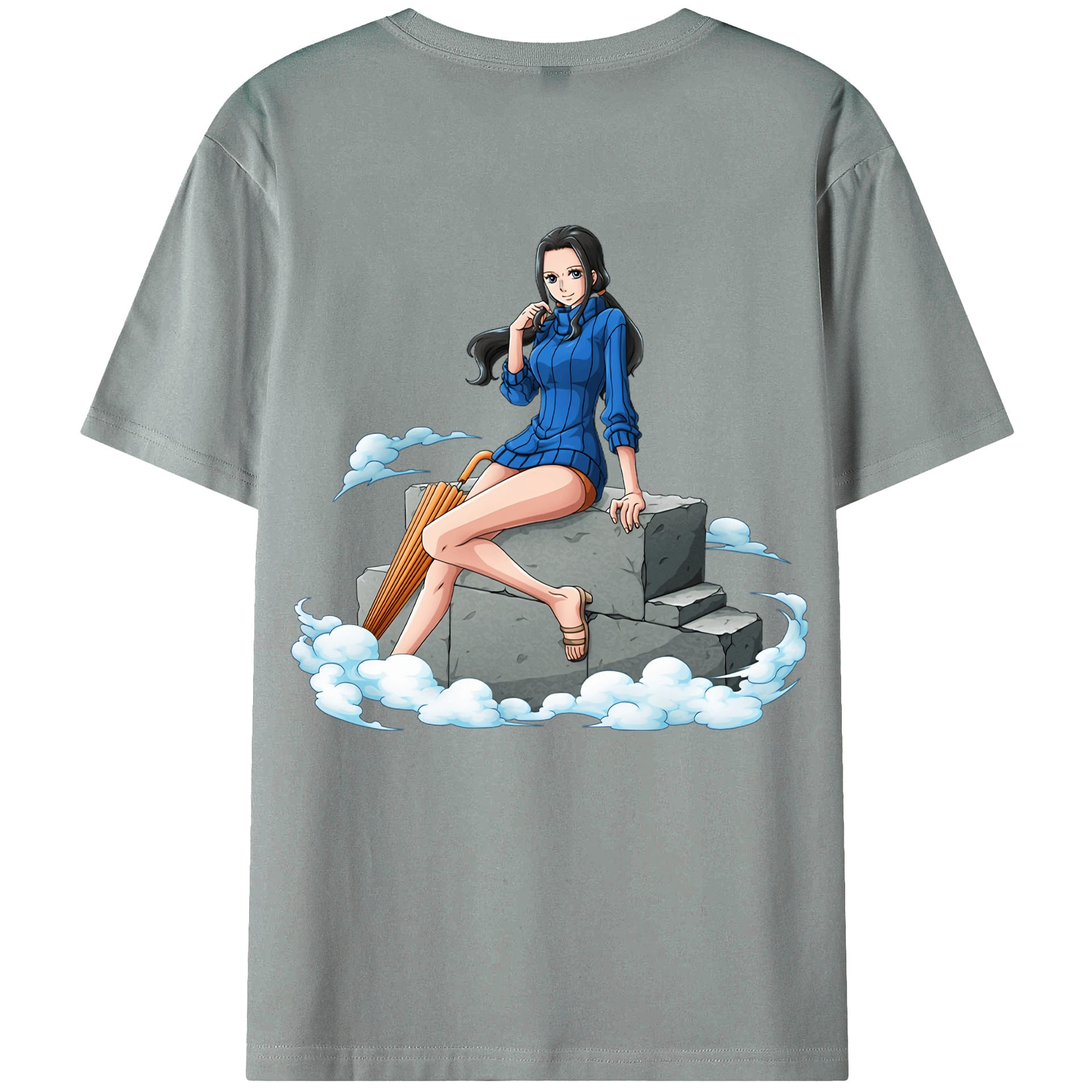 ワンピース ニコ・ロビン ONE PIECE Nico Robin 綿100％ メンズ半袖Tシャツ（バックプリント） 通気性